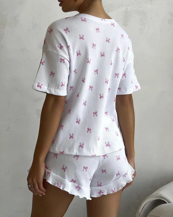 Curvvvy® Coquette Bow Print Thread Lounge Set
