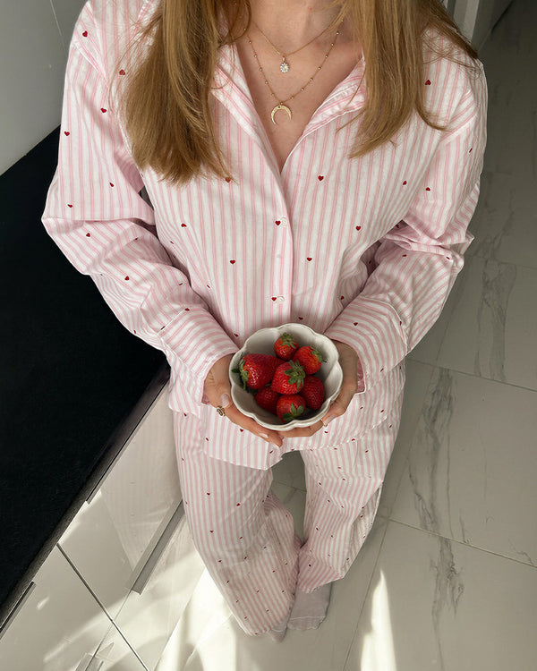 Curvvvy™ Sweetheart Pink Striped Long Sleeve Pajama Set