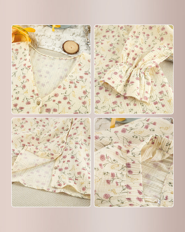 Curvvvy™ Vintage Floral Cotton 2-Piece Loungewear Set