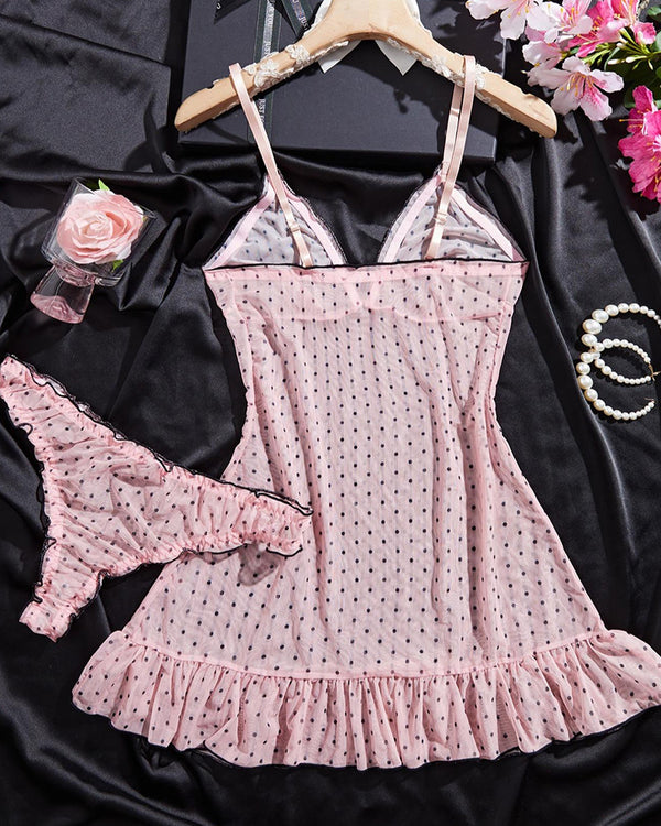 Curvvvy™ Ätherisches Dessous-Set aus transparentem Mesh mit Schmetterlings-Stickerei