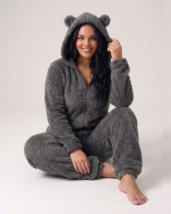 Curvvvy™ Cozy Cloud Fluffy Hooded Onesie Jumpsuit