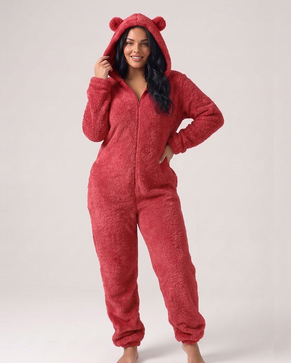 Curvvvy™ Cozy Cloud Fluffy Hooded Onesie Jumpsuit
