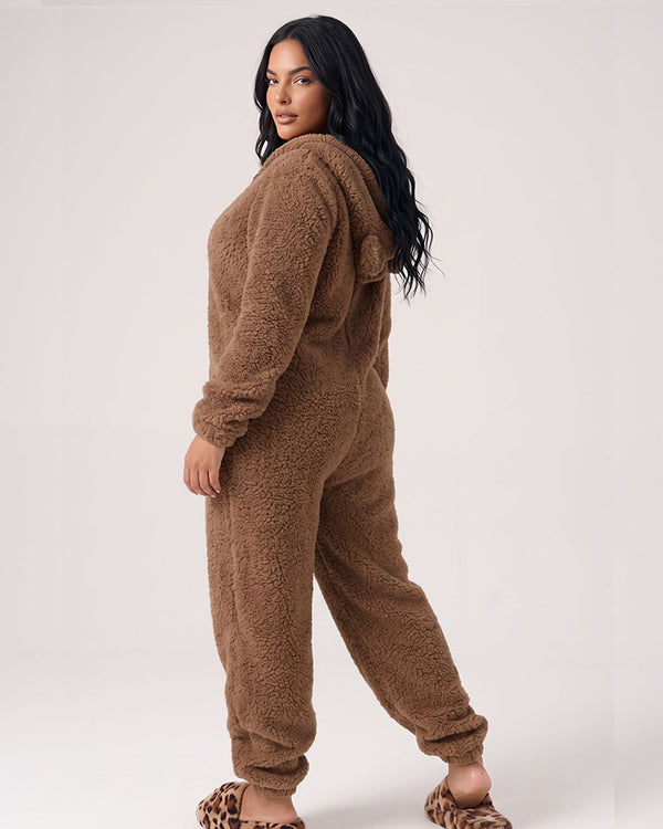 Curvvvy™ Cozy Cloud Fluffy Hooded Onesie Jumpsuit