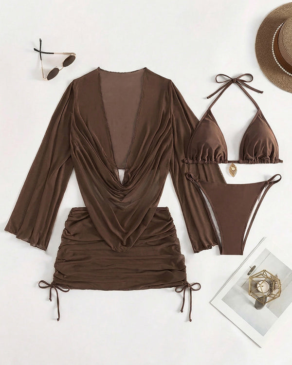 Curvvvy® Sheer Mesh Bikini Four-Piece Set