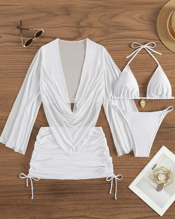 Curvvvy® Sheer Mesh Bikini Four-Piece Set