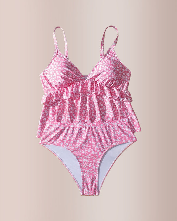 Curvvvy® Plus Size Floral Peplum Tankini Set