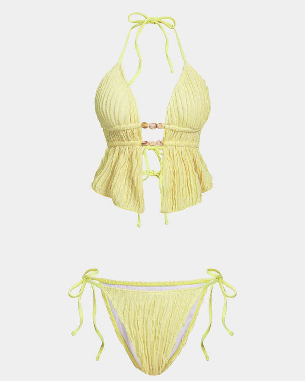 Curvvvy® Girly Jacquard Halter 2 Piece Bikini Set