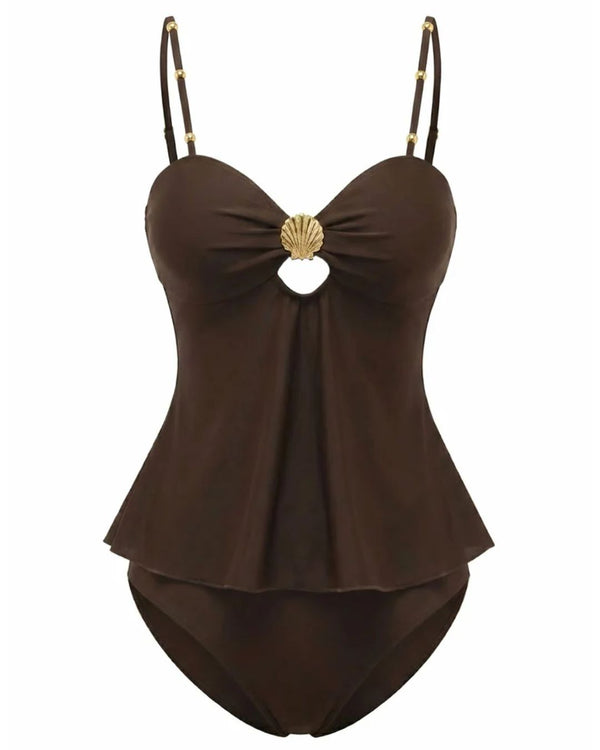 Curvvvy® Tummy Control Two Piece Elegant Backless Ruffle Bikini