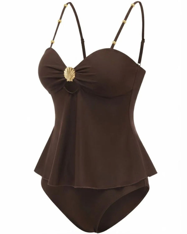 Curvvvy® Tummy Control Two Piece Elegant Backless Ruffle Bikini