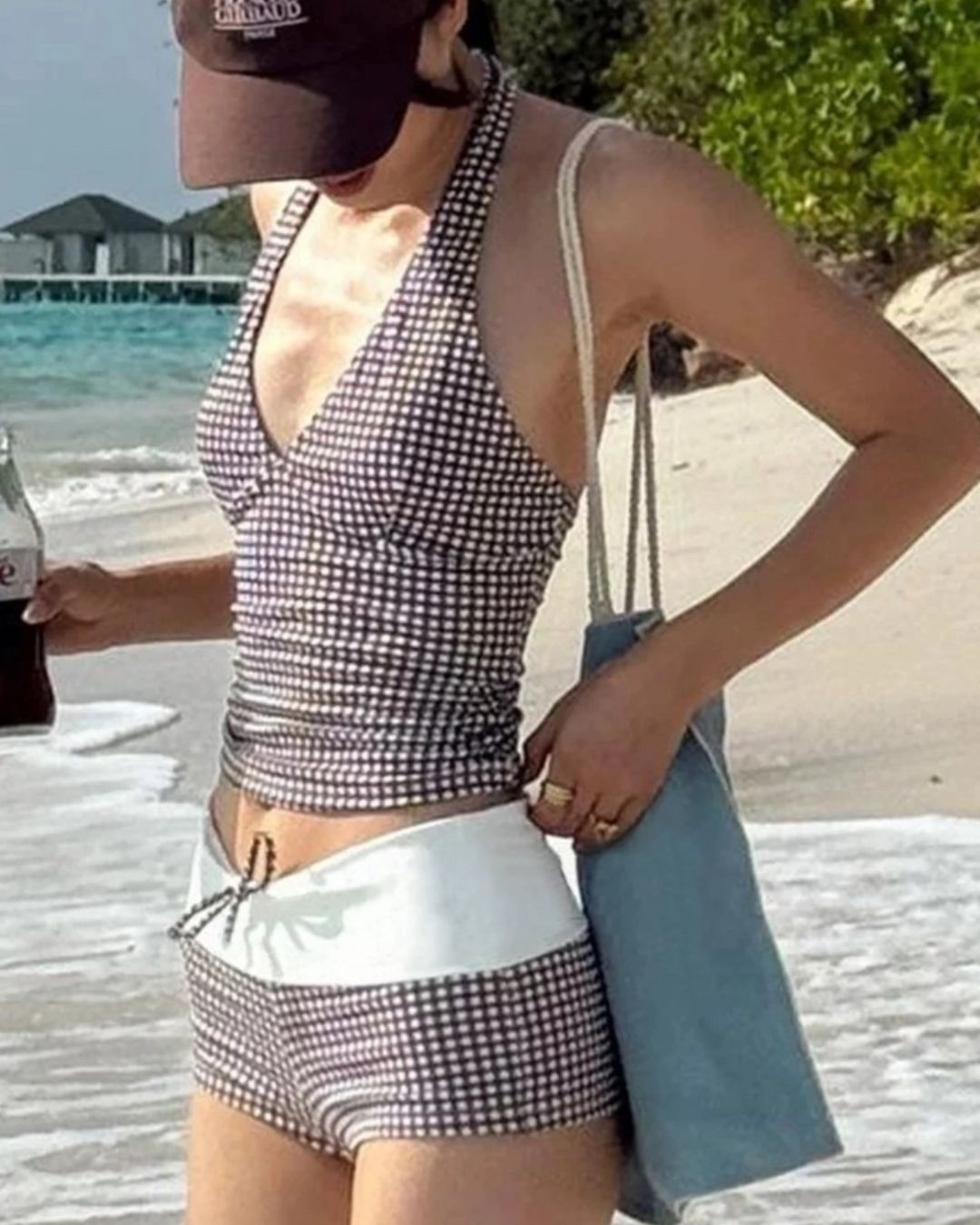 Curvvvy® Check Pattern Bikini Top & Bottom Set