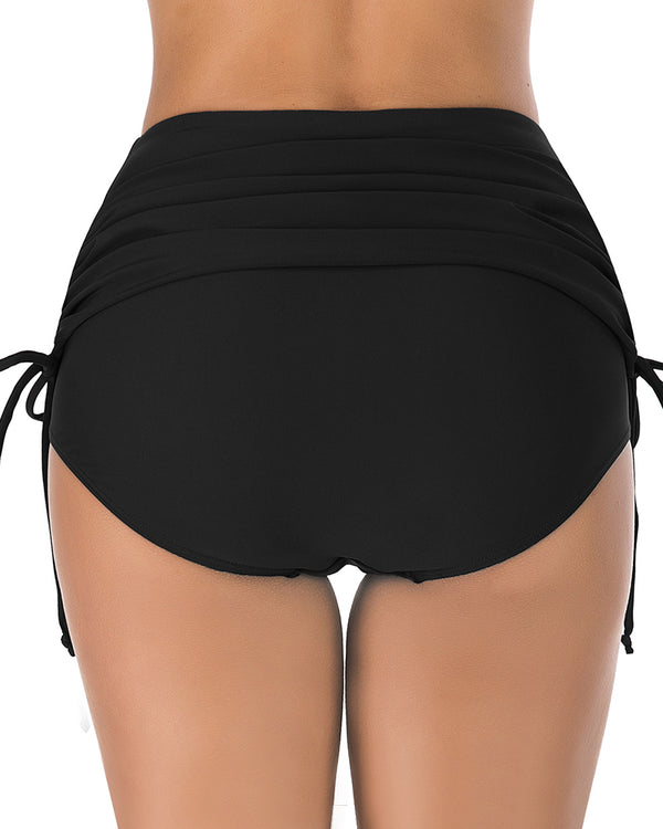 Curvvvy™ High-Waisted Adjustable Ruched Swim Bottoms