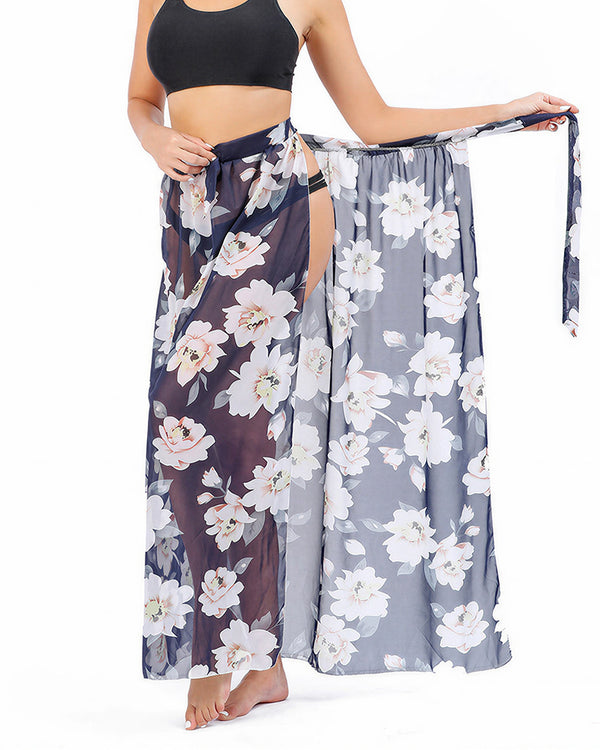 Curvvvy™ Chiffon Printed Beach Sarong Long Bikini Cover-Up Wrap Skirt