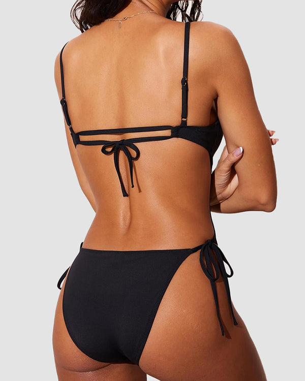 Curvvvy™ Cutout Side Drawstring High-Cut One-Piece Swimsuit