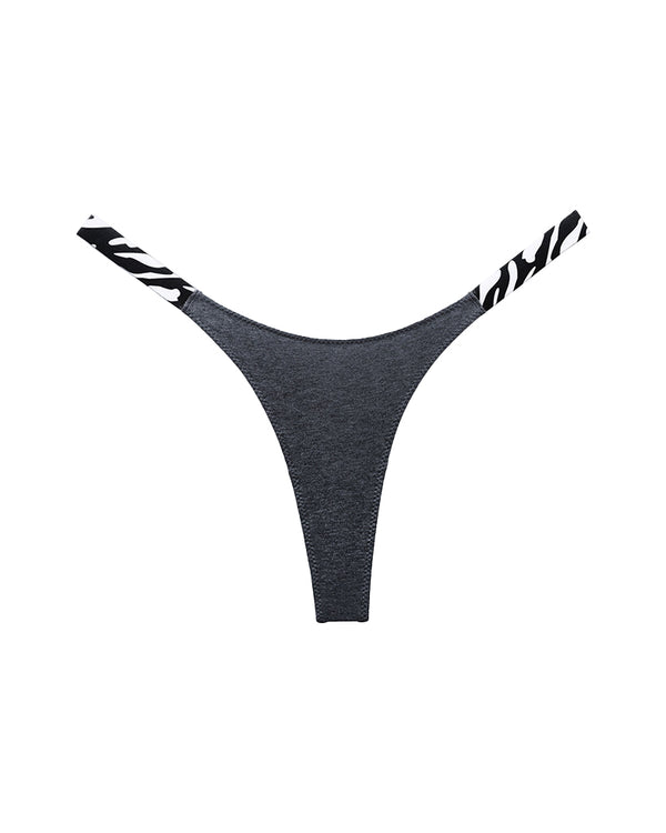 Curvvvy® High-Cut Cotton Thong with Animal Print Straps