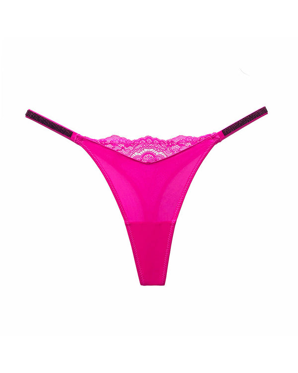 Curvvvy® Plus-size crystal lace thong – high-cut ice silk T-back