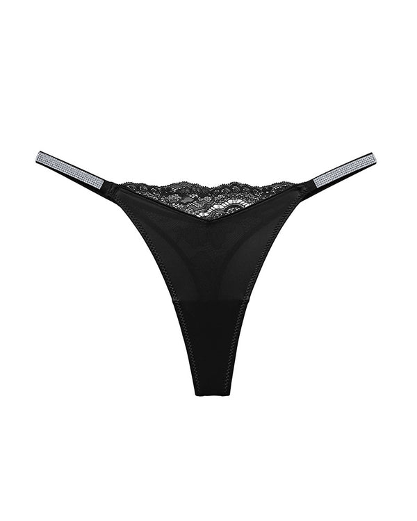 Curvvvy® Plus-size crystal lace thong – high-cut ice silk T-back