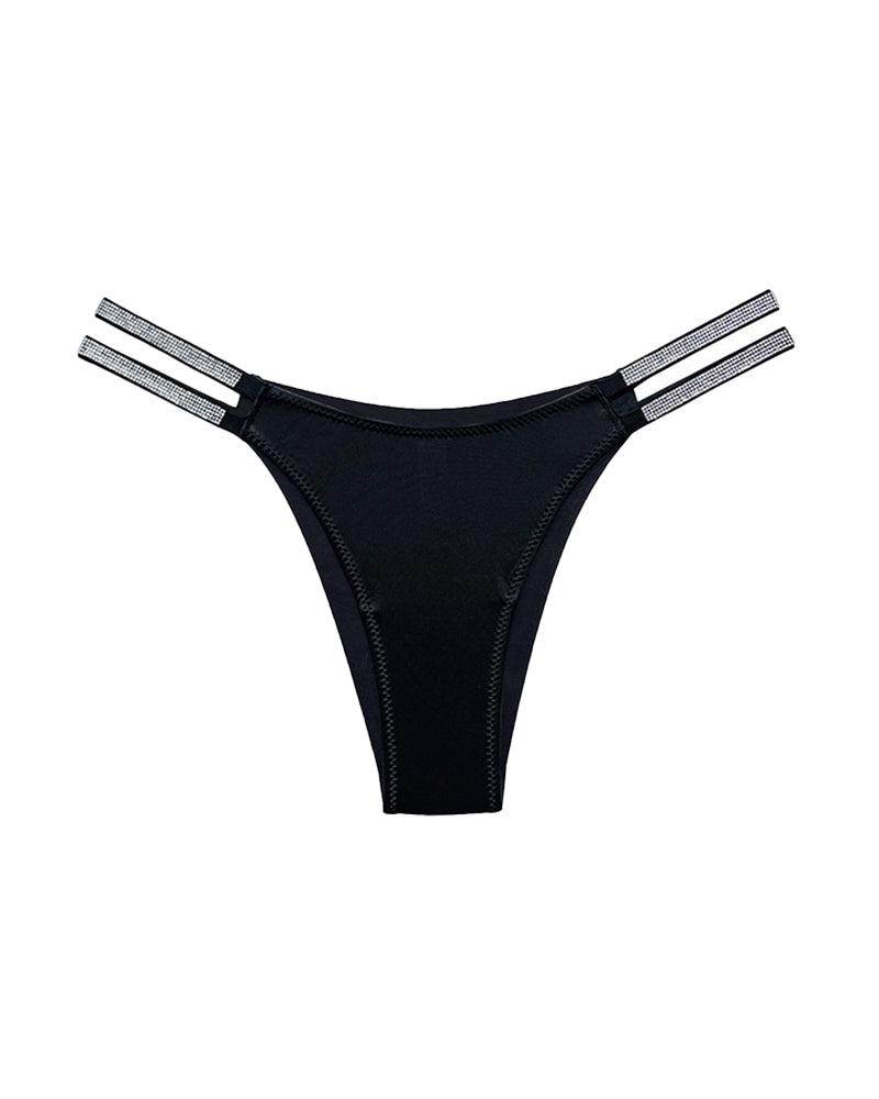 Curvvvy® Plus-Size Rhinestone Double Strap High-Cut Ice Silk Panty