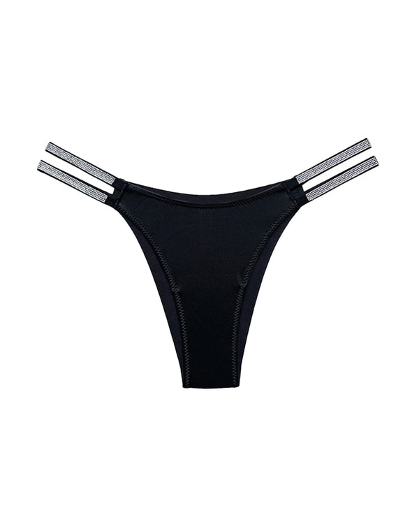Curvvvy® Plus-Size Rhinestone Double Strap High-Cut Ice Silk Panty