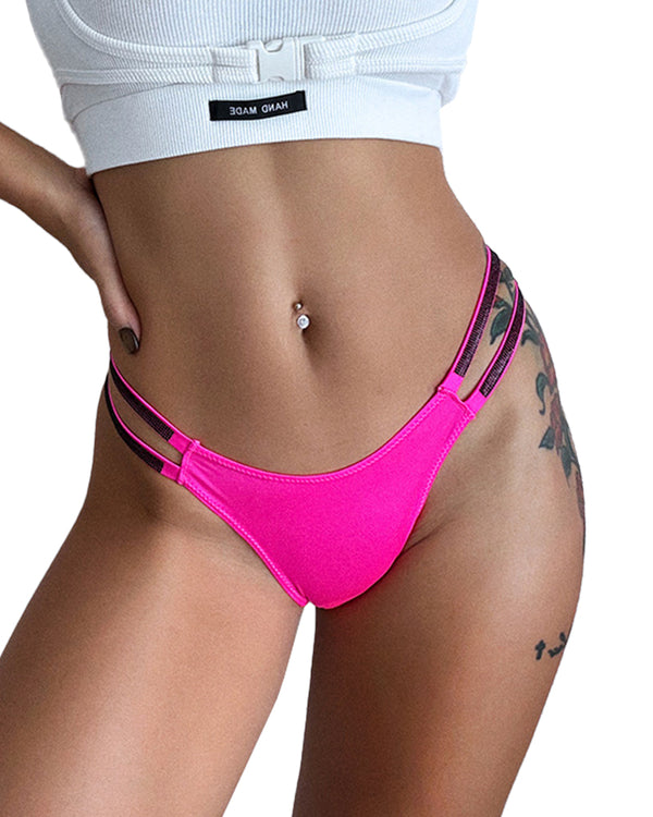 Curvvvy® Plus-Size Rhinestone Double Strap High-Cut Ice Silk Panty