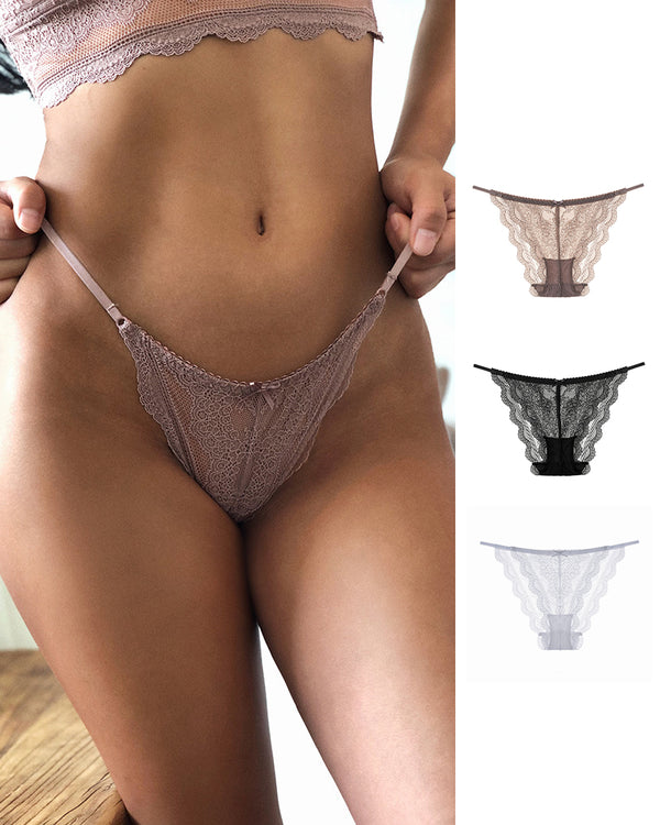 Curvvvy® Sheer Floral Lace Strappy Cheeky Panties