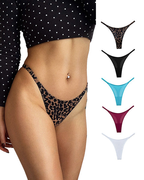 Plus-size woman wearing ice silk seamless thong underwear, smooth no-VPL fit under fitted pants