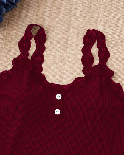 Curvvvy® DreamWear – Knit Lace Trim Camisole Pajama Set (3 Colors) curvvvy