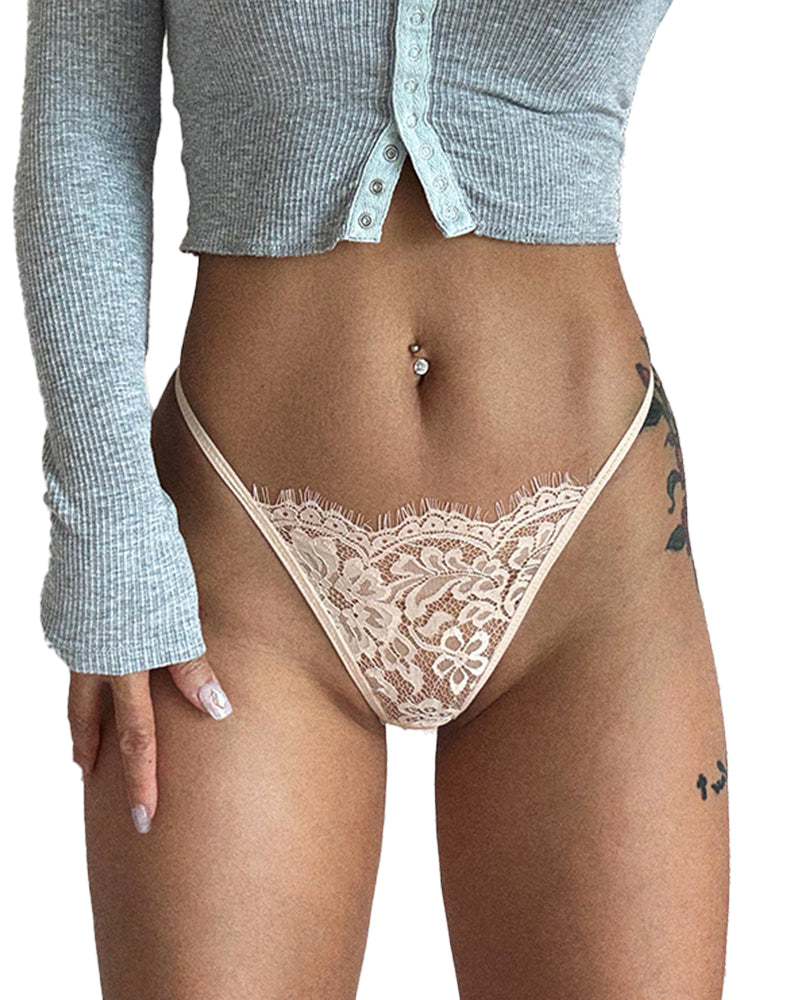 Curvvvy® BlossomLace – Eyelash Lace Strappy Floral Bow Thong