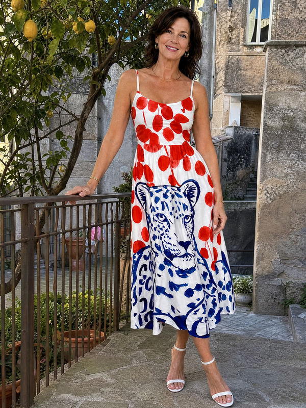 Zarelia | Leopard Graphic Print Midi Dress
