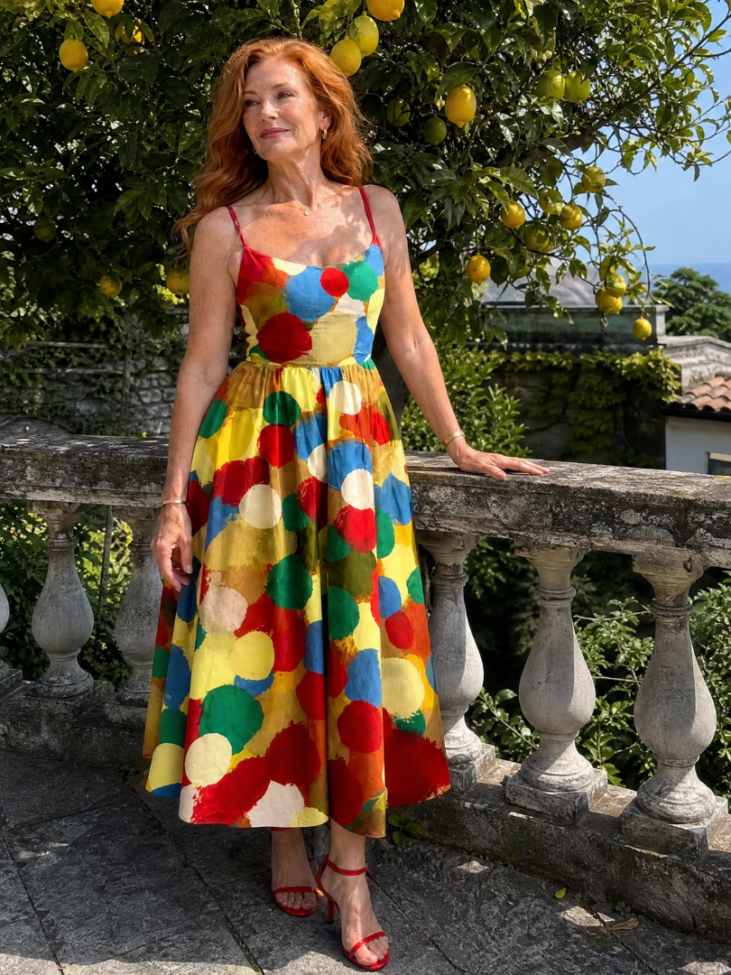 Xandria | Polka Dot Print Midi Dress