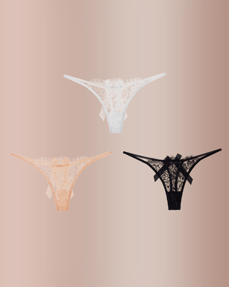 Curvvvy® BlossomLace – Eyelash Lace Strappy Floral Bow Thong