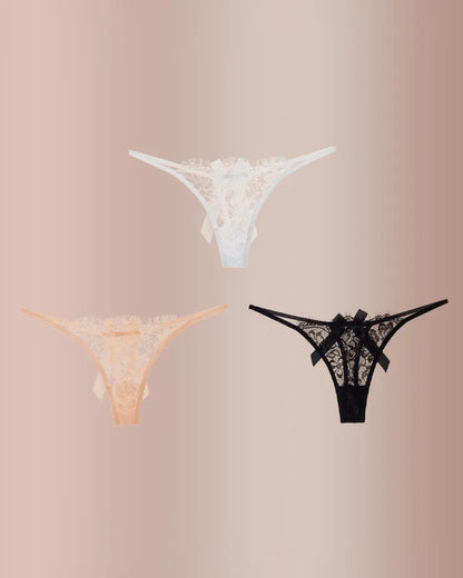 Curvvvy® BlossomLace – Eyelash Lace Strappy Floral Bow Thong curvvvy