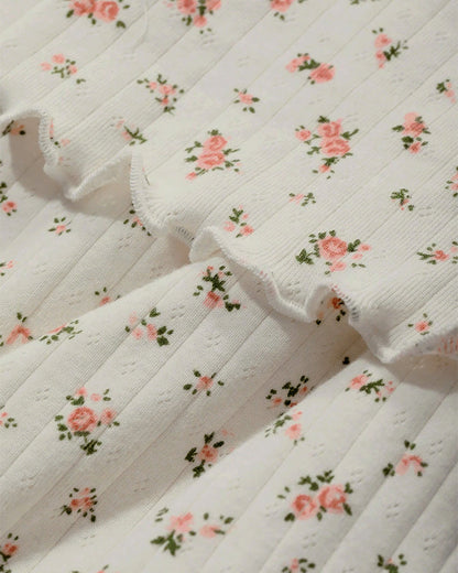 Curvvvy® DreamWear – White Floral Short-Sleeve Pajama Set with Long Pants🤍 curvvvy