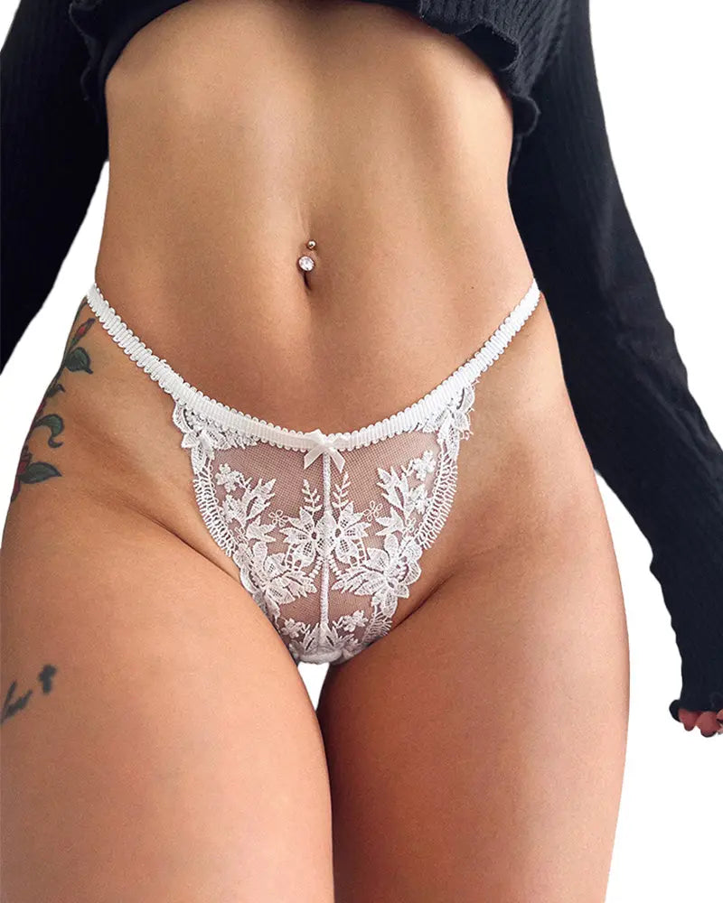 Curvvvy® BlossomLace – French Embroidered Sheer Lace Thong curvvvy