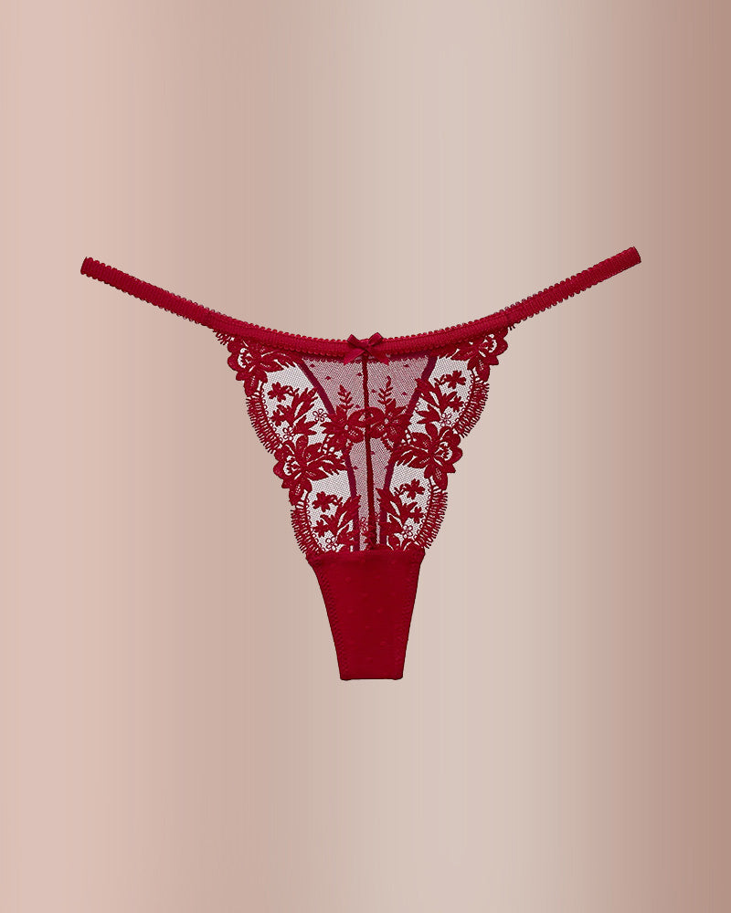 Curvvvy® BlossomLace – French Embroidered Sheer Lace Thong