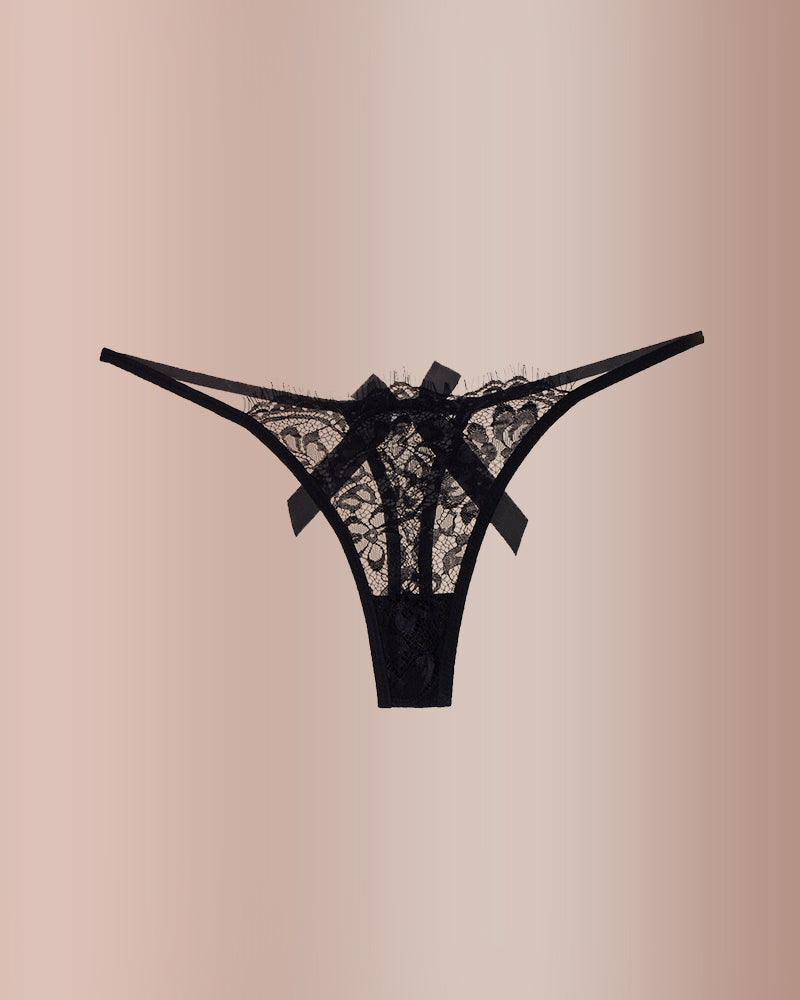 Curvvvy® BlossomLace – Eyelash Lace Strappy Floral Bow Thong