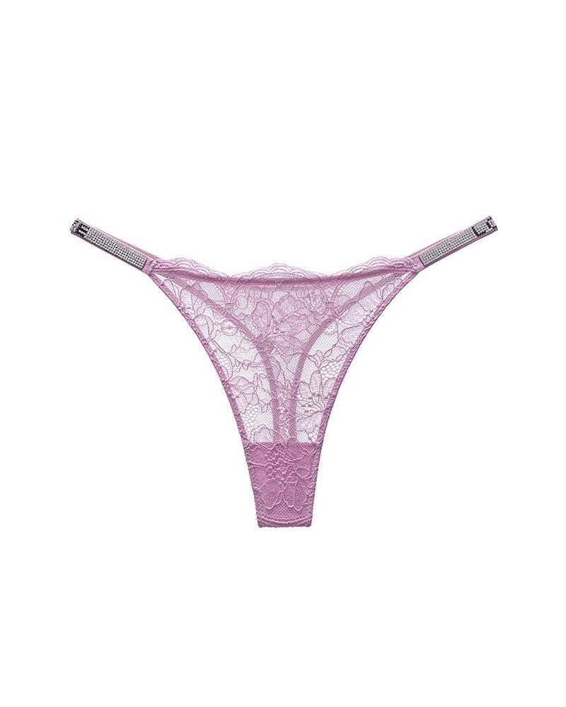 Curvvvy ShineLace – Tanga con encaje y detalles brillantes