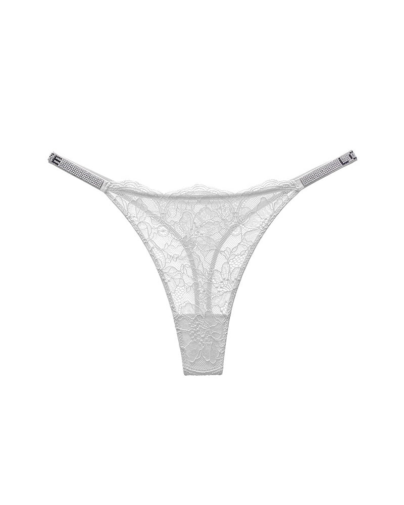 Curvvvy ShineLace – Tanga con encaje y detalles brillantes