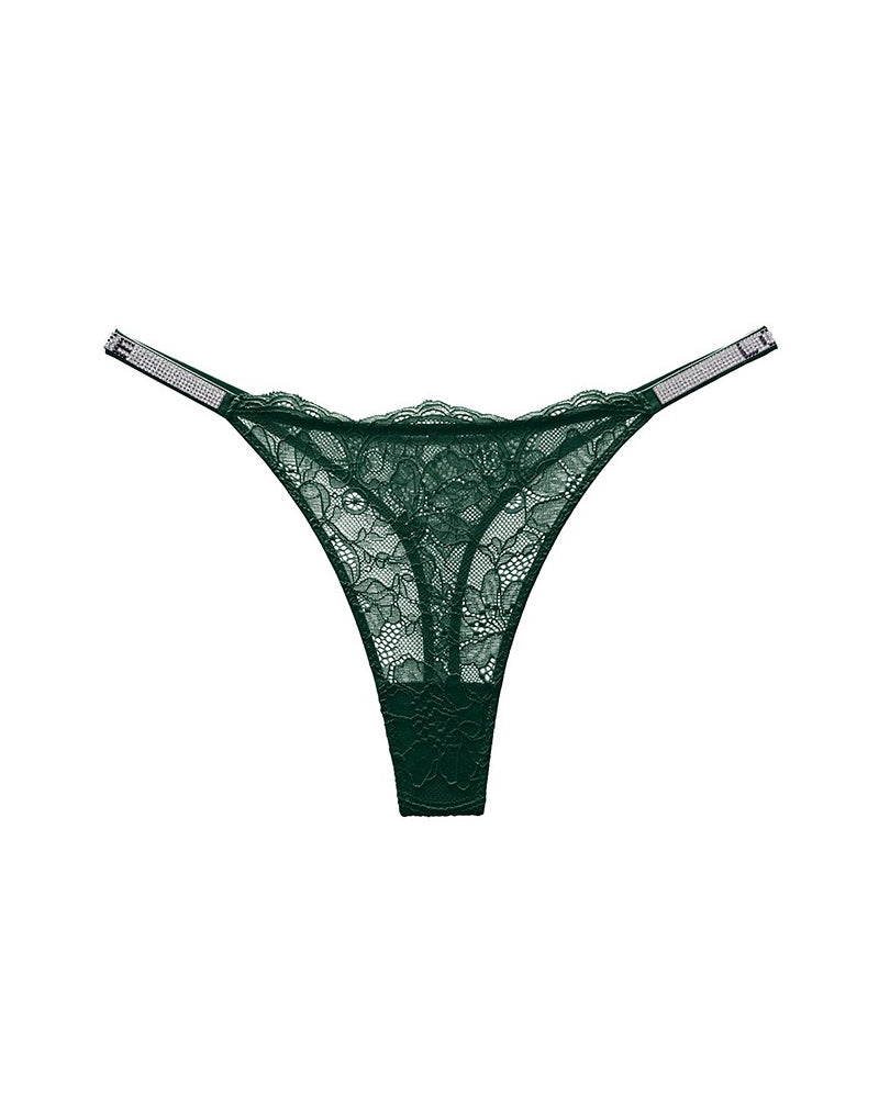 Curvvvy ShineLace – Tanga con encaje y detalles brillantes
