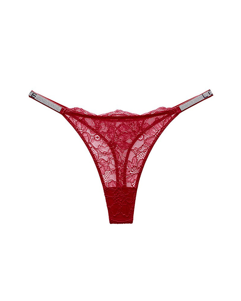 Curvvvy ShineLace – Tanga con encaje y detalles brillantes