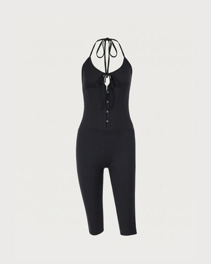 Curvvvy™ Halter Corset Capri Jumpsuit