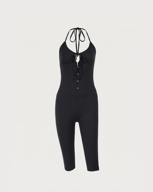 Curvvvy™ Halter Corset Capri Jumpsuit