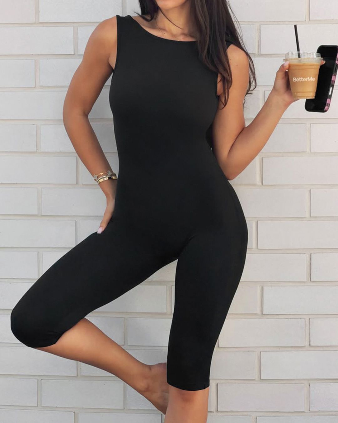 Curvvvy™ Streetwear Backless Active Biker Jumpsuit