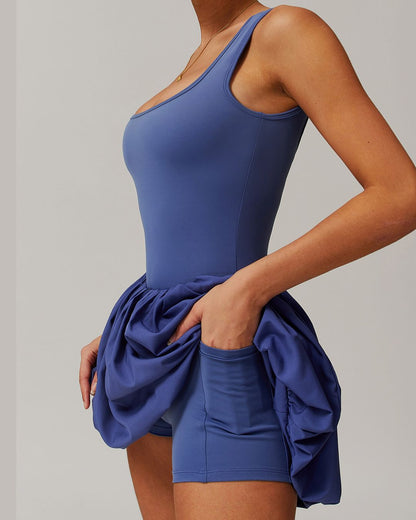Curvvvy™ Athletic Tennis Dress with Built-In Bodysuit