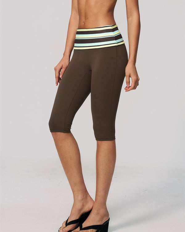 Curvvvy™ Contrast Polka Dot Foldover Waist Capri Leggings