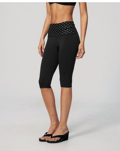 Curvvvy™ Contrast Polka Dot Foldover Waist Capri Leggings