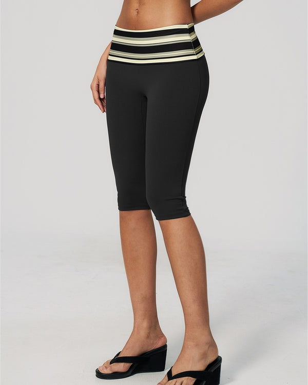 Curvvvy™ Contrast Polka Dot Foldover Waist Capri Leggings