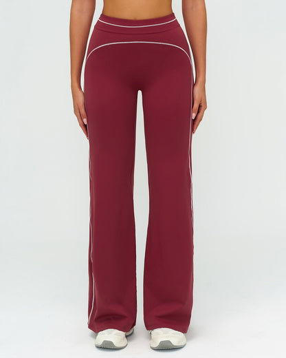 Curvvvy™ High-Waisted Contrast Panel Wide Leg Pants