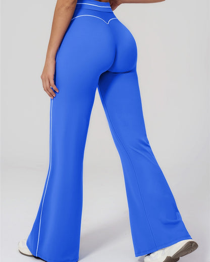 Curvvvy™ High-Waisted Contrast Panel Wide Leg Pants