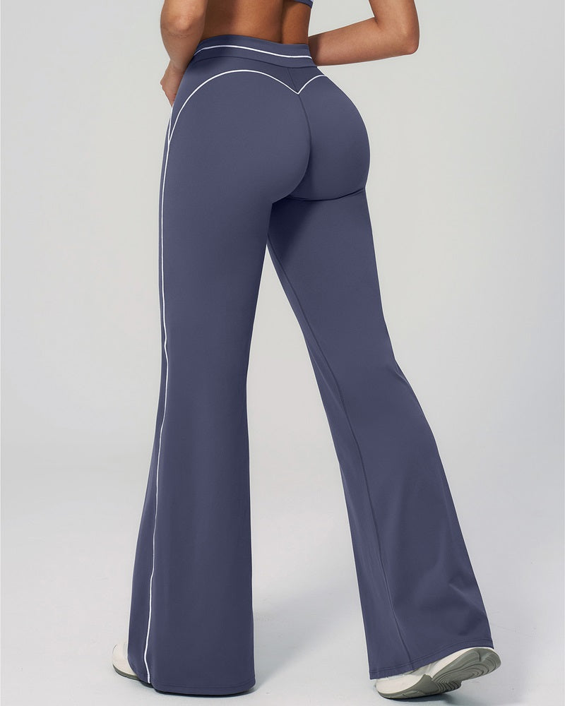 Curvvvy™ High-Waisted Contrast Panel Wide Leg Pants