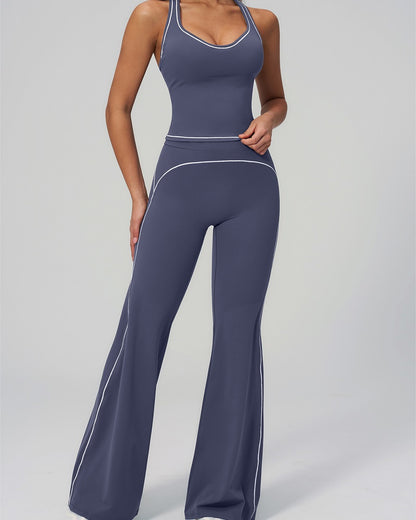 Curvvvy™ High-Waisted Contrast Panel Wide Leg Pants